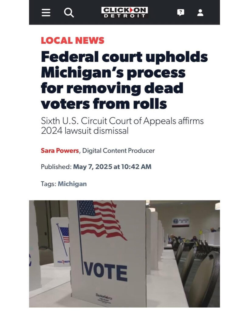 Federal Court Upholds Michigan’s Voter Roll Maintenance Process