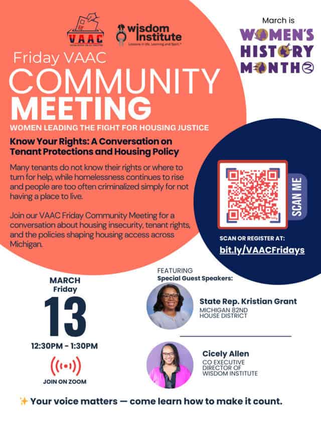 VAAC Friday Meeting: Women Leading the Fight for Housing Justice – Know Your Rights, A Conversation on Tenant Protections & Housing Policy