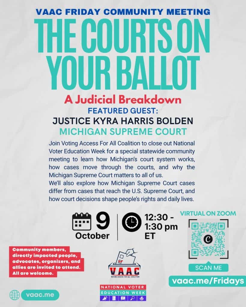 The Courts on Your Ballot: Join VAAC Friday with Justice Kyra Harris Bolden for National Voter Education Week