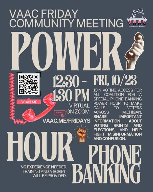 VAAC Friday Community Meeting on October 23: Phone Banking Power Hour
